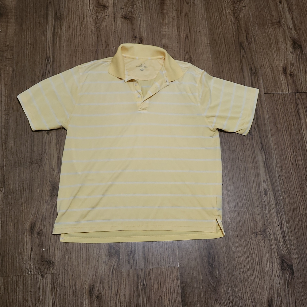 Golden Bear Performance Classic Light Yellow Striped Polo Shirt